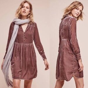 Holding Horses Mauve Velvet Velour Boho Praire Dress